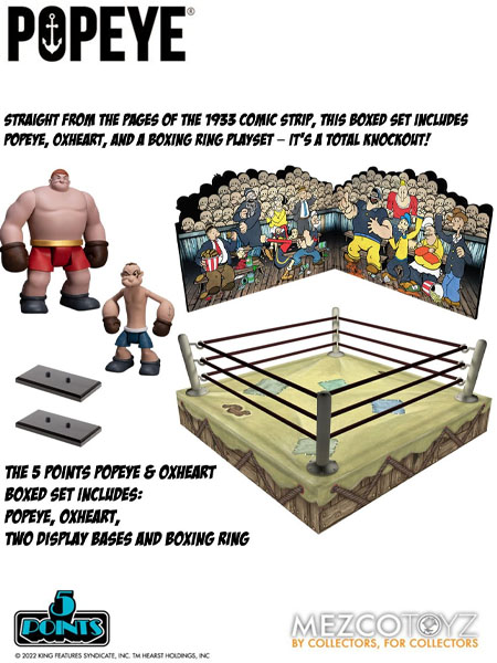 Mezco 5 Points Popeye and Oxheart with Boxing Ring Action Figure Box Set